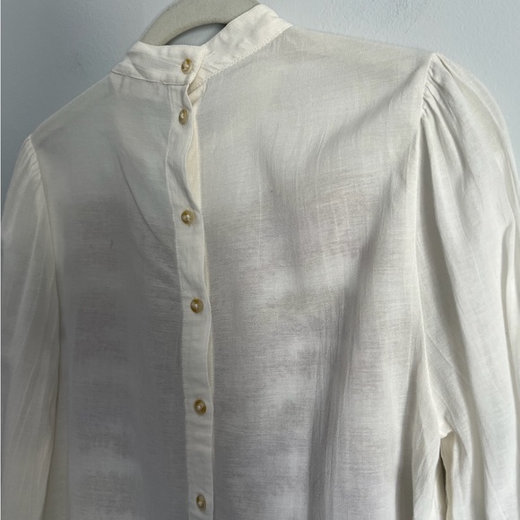 274 Anthropologie Meadow Rue Embroidered Mock Neck Back Buttons Blouse size 2 - Picture 11 of 16